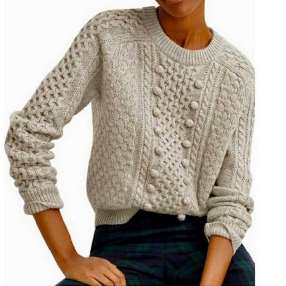 J. Crew Sweaters - J.crew Popcorn cable-knit sweater in light gray